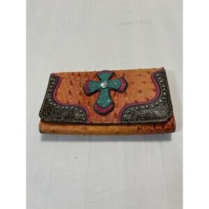 Western Ostrich-Embossed Leather Wallet